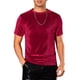 thumbnail image 1 of Camisetas de terciopelo INSPIRE CHIC para hombres, camiseta de cuello redondo de manga corta, camisetas de velour disco M roja, 1 of 5