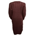 thumbnail image 5 of Women Long Sleeve Knitted Dress Crochet Pattern Solid Ribbed Casual Dress, 5 of 5