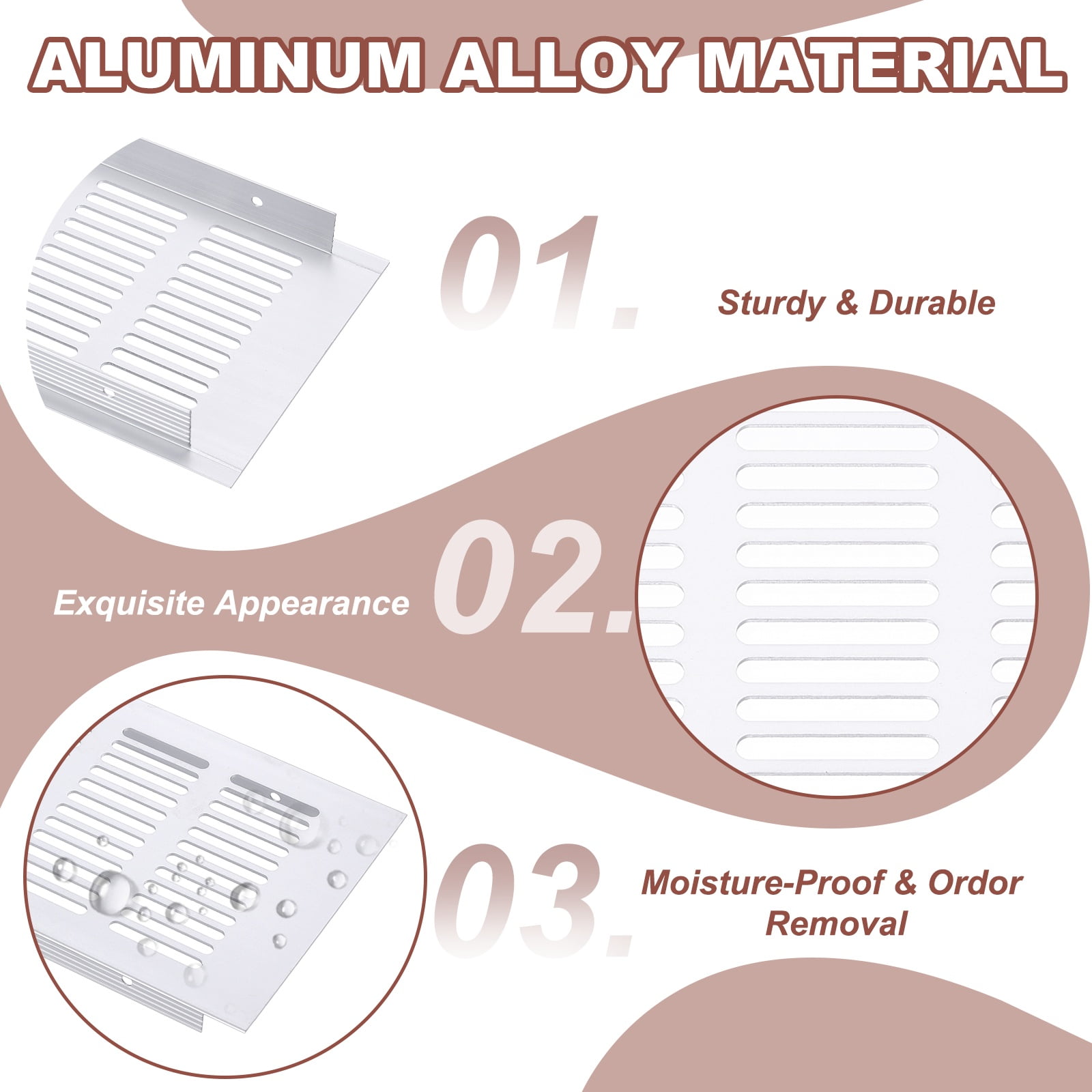 Uxcell 20 x 4" Rectangle Ventilation Grille 3Pcs Aluminum Air Vent Cover Silver