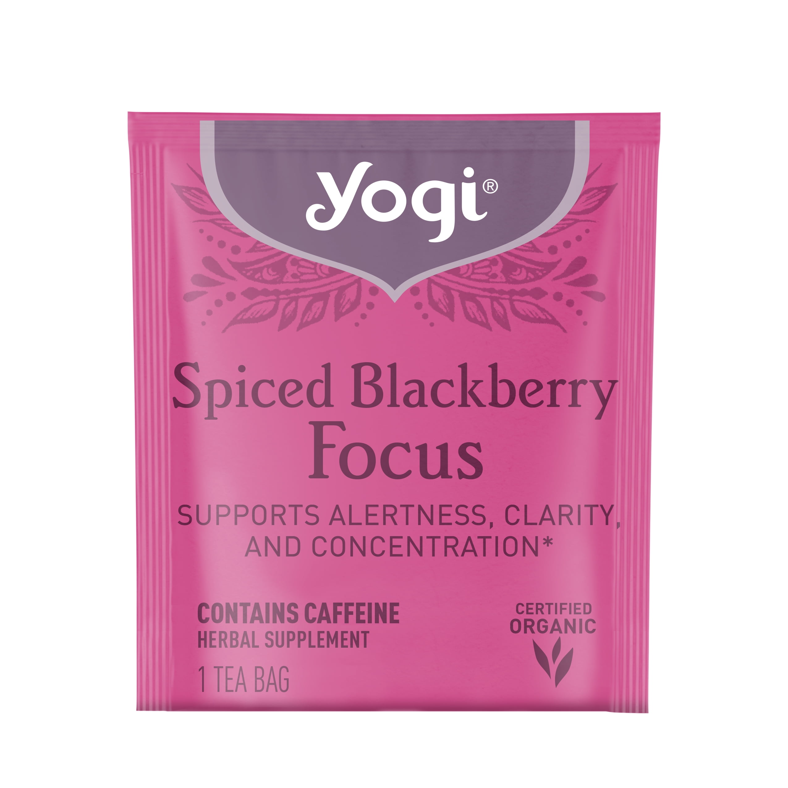 (4 pack) Yogi Spiced Blackberry Focus, Organic Black Tea Bags, 16 Count