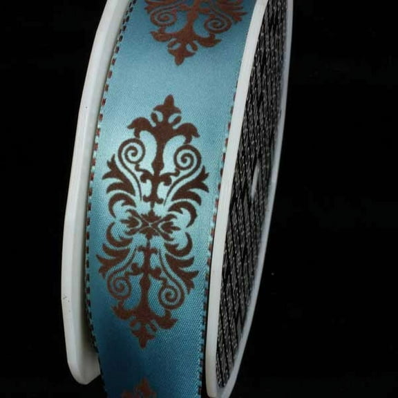 The Ribbon People Sky Blue and Brown Royal Wired Craft Ribbon 1.5" x 27 Yards