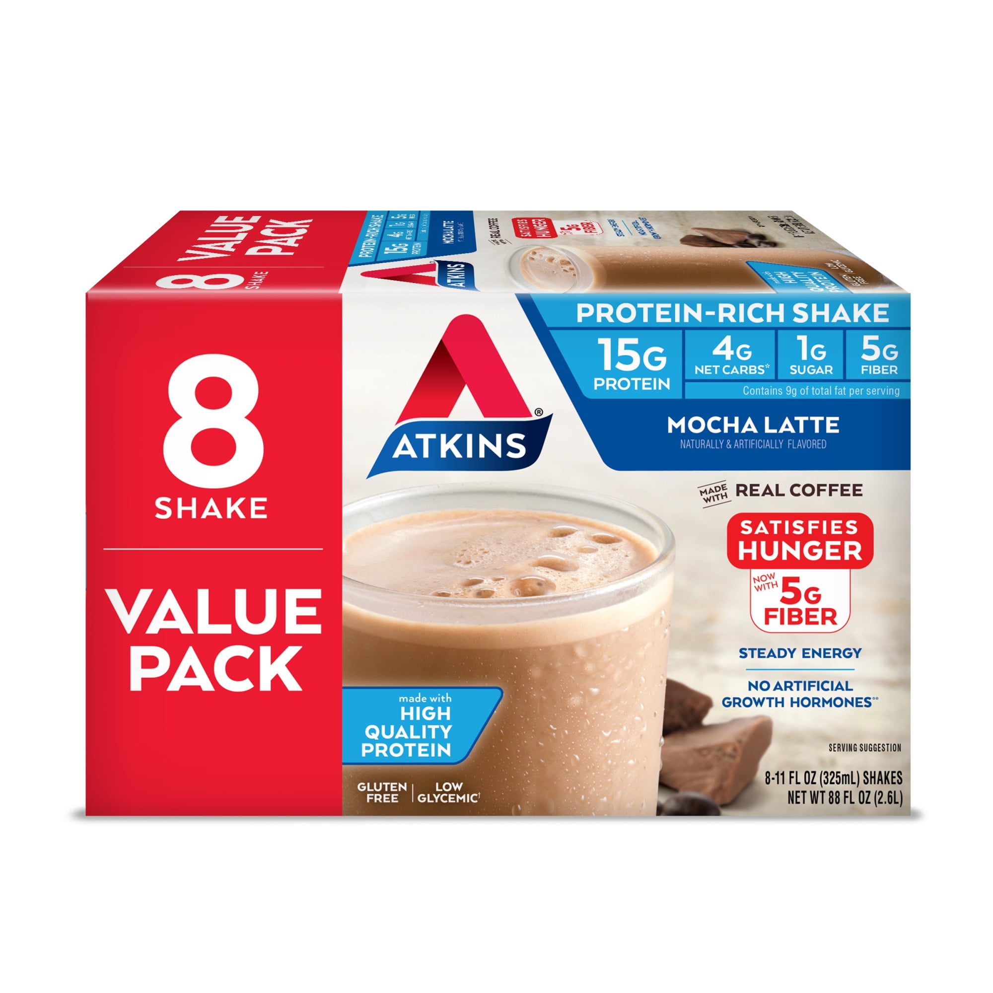 Atkins Gluten Free ProteinRich Shake, Mocha Latte, Keto Friendly, 8
