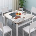 thumbnail image 3 of Blue Boho Abstract and Plant Pattern Square Fitted Tablecloth with Elastic Edge,Square Table Cover,Washable Elastic Table Cover for Home Kitchen Party Decor 36"x36", 3 of 6