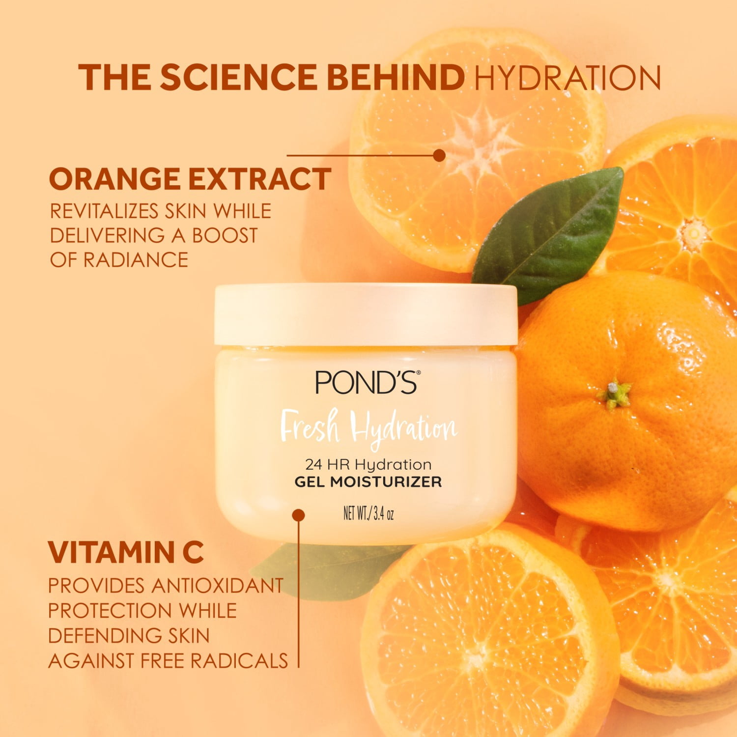 POND'S Fresh Hydration Gel Moisturizer, Vitamin C – Oil-Free Face