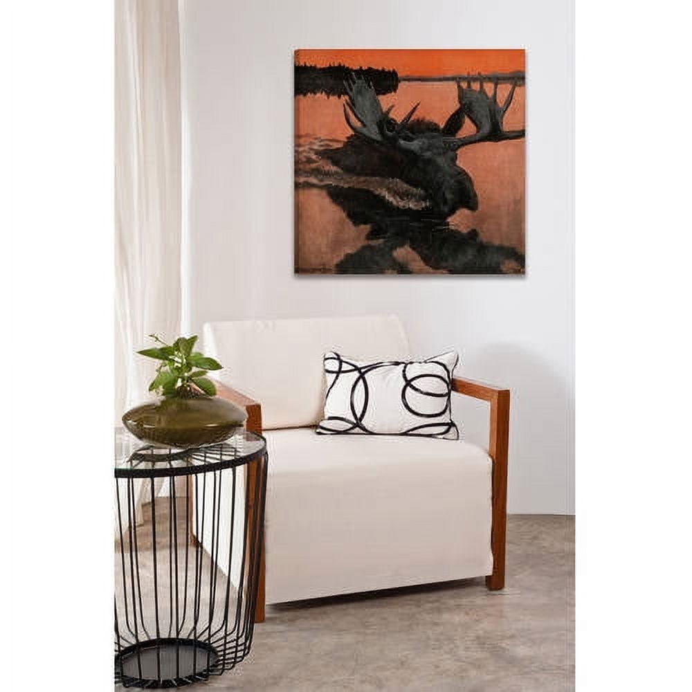 "Swimming Moose" Painting Print on Wrapped Canvas