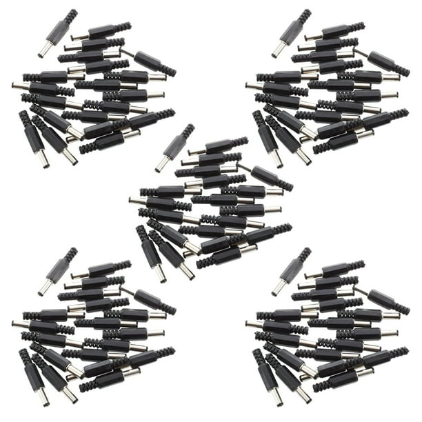 100Pzs Negro 2.5mm x 5.5mm Adaptador Jack Clavija Macho de Potencia DC