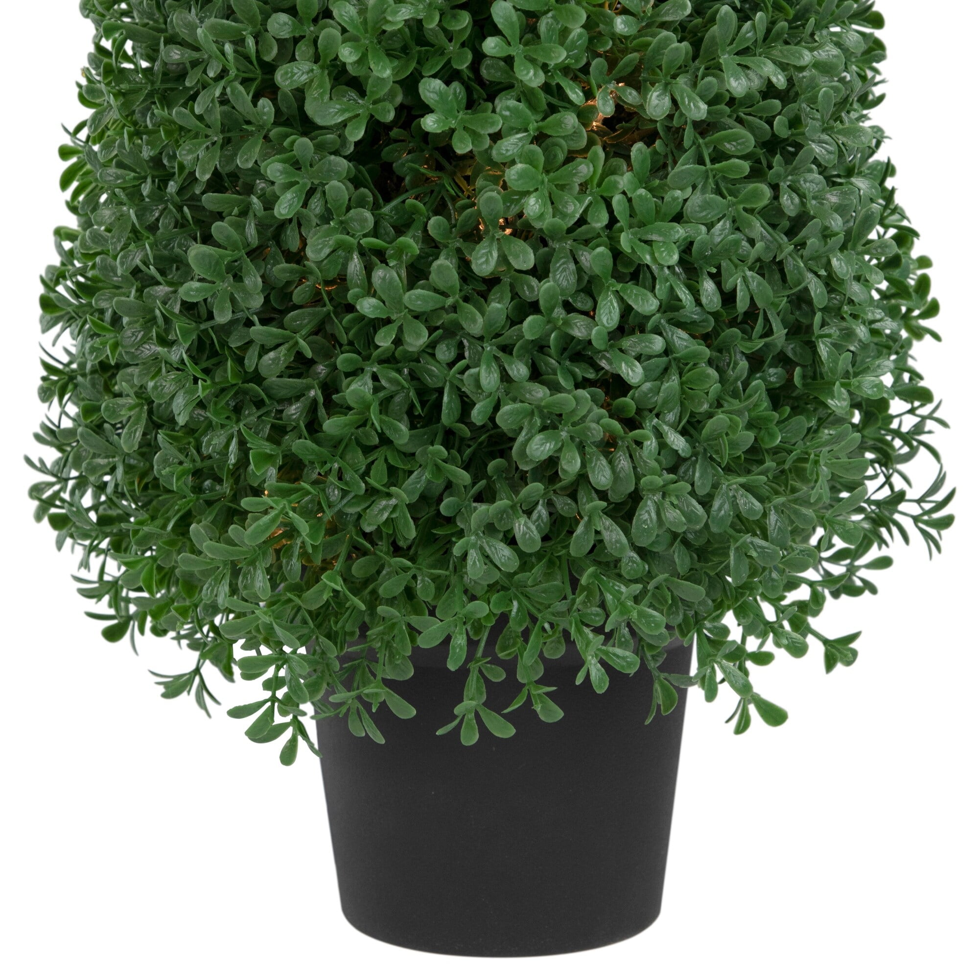 18" Pre-Lit Artificial Boxwood Cone Topiary Tree with Round Pot  Clear Lights - 9
