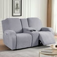 thumbnail image 3 of TAOCOCO Loveseat Recliner Slipcovers with Console, 4 Pieces Jacquard Reclining Couch Covers with Pockets for 2 Seater Sofa, Light Gray, 3 of 14