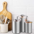 thumbnail image 2 of Canister Sets for Kitchen Counter, 3-Piece Stainless Steel Food Storage Container with Clear Glass Lids for Coffee Tea Nuts Sugar Flour, 2 of 5