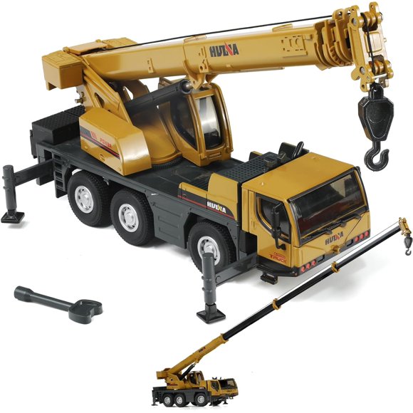 Nuotie Toy Crane Truck, 1/50 Metal Extendable Heavy Crane Truck Autocrane Construction Die-cast Model Decoration Toys Birthday Gift for Kids Boys Men