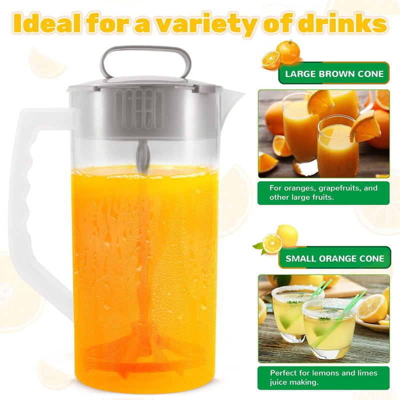 2X Mixing Pitcher for Drinks,2 Quart/64oz Plastic Water Pitcher with Lid,Easy-Mix Juice Container,Angled Plastic Blades