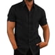 thumbnail image 1 of Camisa de fiesta para hombre Qarigey manga corta con botones Negro L, 1 of 5