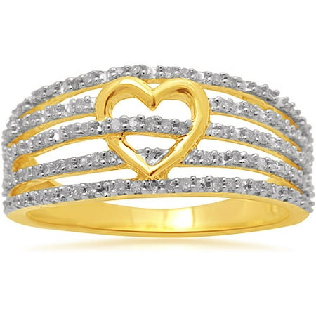 1/4 Carat T.W. Diamond 10kt Yellow Gold Heart Ring