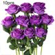 thumbnail image 1 of Simulación de flor de rosa artificial, decoración floral, oficina en casa, tela de boda, flor falsa, púrpura 10 Piezas kenally HA8916-03B, 1 of 6