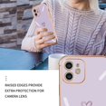 thumbnail image 5 of Compatible with iPhone 12 6.1” Case for Women Girls,Full Camera Lens Protection Raised Reinforced Corners TPU Love Heart Plating Bumper Case Cute Slim Shockproof Case Cover(Elegant Purple), 5 of 14