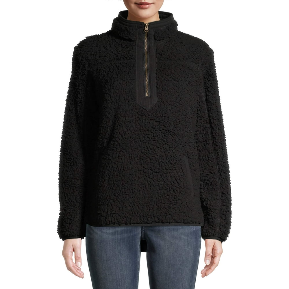 Time and Tru Time and Tru Women's Quarter Zip Sherpa Pullover