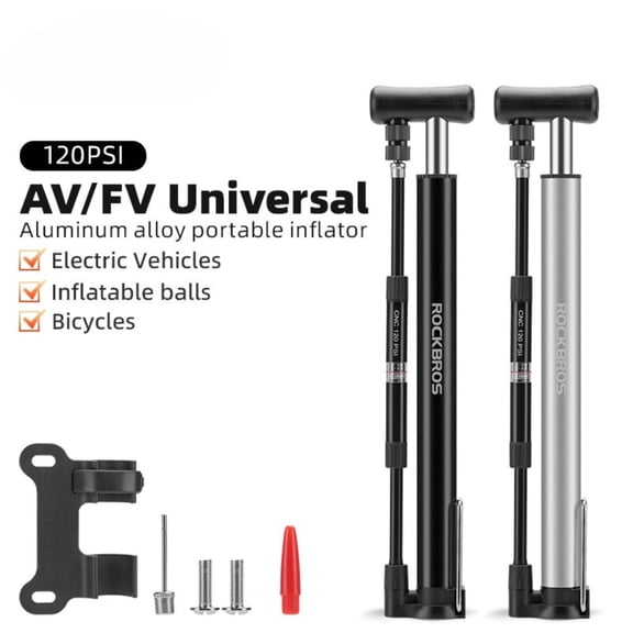 ROCKBROS 120PSI Bike Floor Pump Mini Bicycle Tyre Inflator Hand Pump AV/FV High Pressure