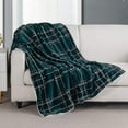 thumbnail image 2 of Elegant Comfort Throw Blanket, Reversible Sherpa Flannel, Soft, Fuzzy, Cozy and Plush- All season Lightweight Decorative Throw, 50 x 60 inches, Plaid Design Sherpa Throw, Green, 2 of 6