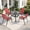 Black Table/4 Red Chair, variant on CHINNLUU Outdoor Dining Set for 6,7pcs Patio Table and Chairs Set with Adjustable Umbrella Hole,Heavy Duty 63”x37.8” Metal Dining Table and Stackable Patio Chair for Yard, Garden, Porch