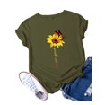 thumbnail image 1 of Innerwin T-Shirt Papillon Imprimé Lettres pour Femmes Manches Courtes Basique Vert Armée G, 1 of 5