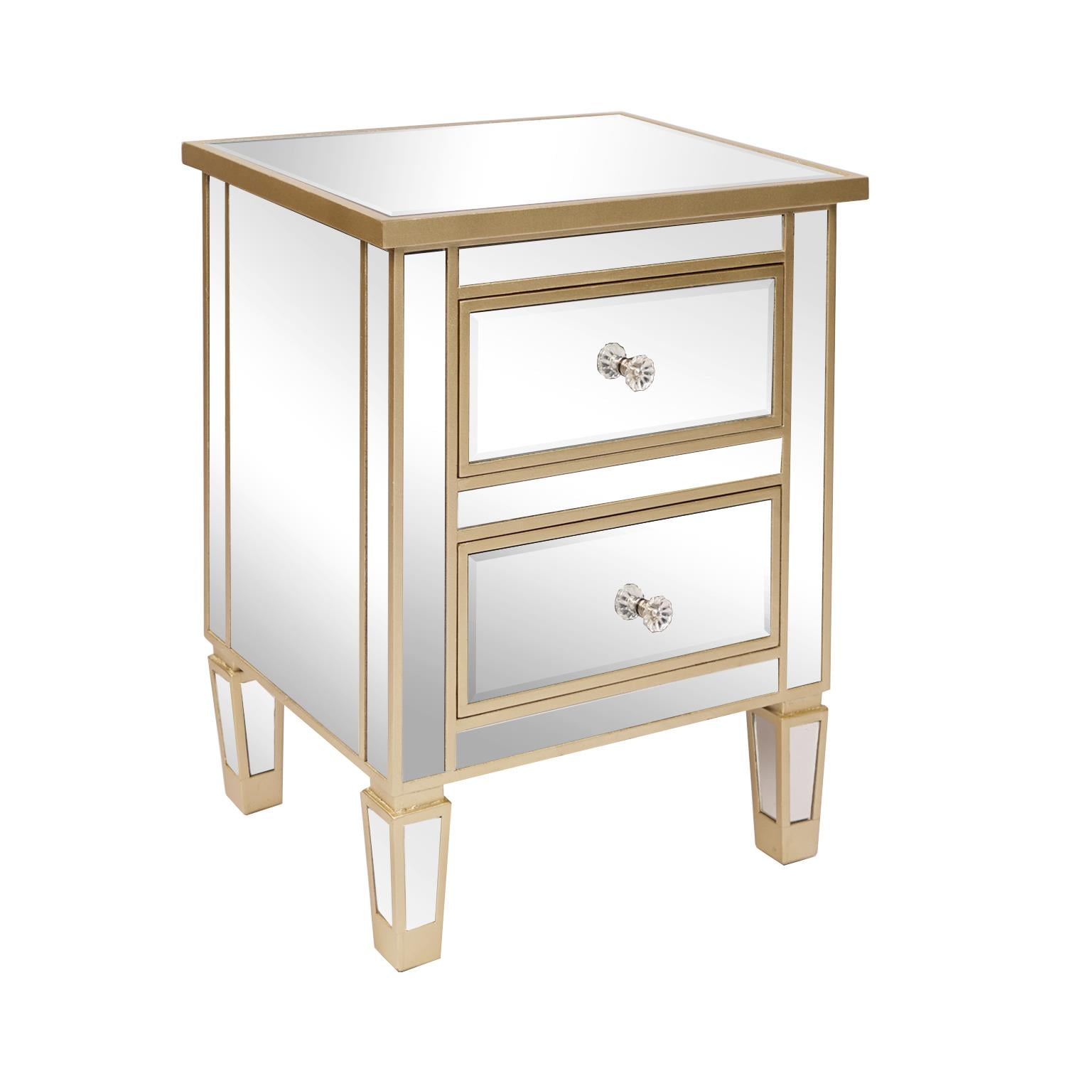 mirrored antique bedside tables