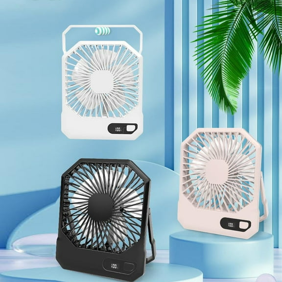 Msgweeeg Ventilador Portatil Portable Hangable Fan Foldable Desktop Fan 3-Speeds Digital Display Fan 2600mAh Extra Long Life Quiet and Comfortable Suitable for Office Outdoor Home