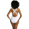 thumbnail image 4 of LA BLANCA Women's White Stretch Tummy Control Moderate Coverage Strappy Island Goddess One Piece Swimsuit 8, 4 of 4