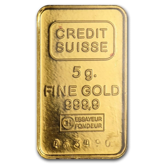 5 gram Gold Bar - Credit Suisse Vintage Design