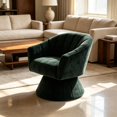 thumbnail image 5 of 360 Degree Swivel Accent Chair with Channel Tufting in Green Corduroy, 5 of 10