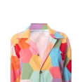 thumbnail image 5 of Seyurigaoka Women Juniors Fashion Geometry Stitching Print Lapel Long Sleeve Shirt, 5 of 9
