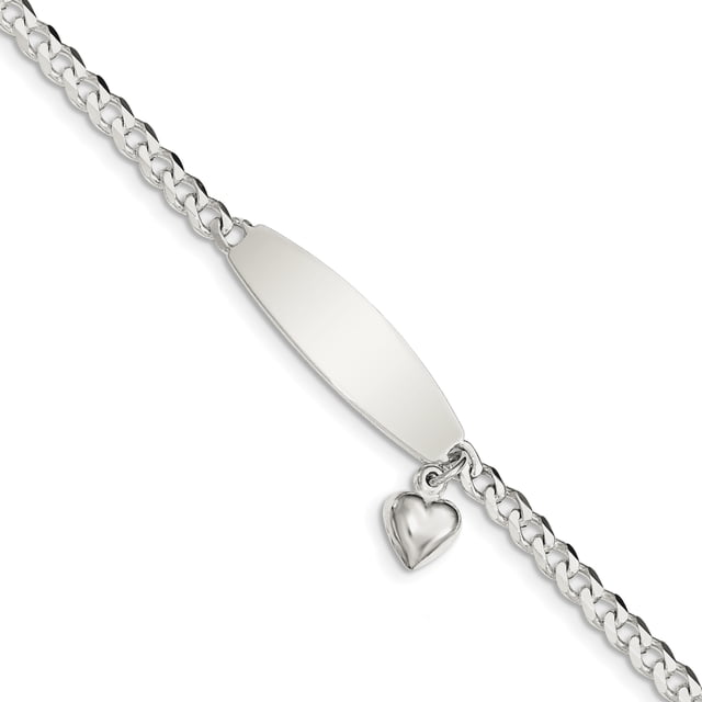 Argent Sterling Coeur Charme Id Bracelet Amour