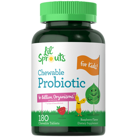 Probiotics for Kids Chewable | 180 Count | 6 Billion CFUs | Raspberry Flavor | by Lil' Sprouts