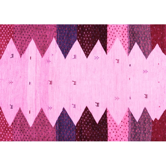 Ahgly Company Indoor Rectangle Abstract Pink Contemporary Area Rugs, 2' x 3'