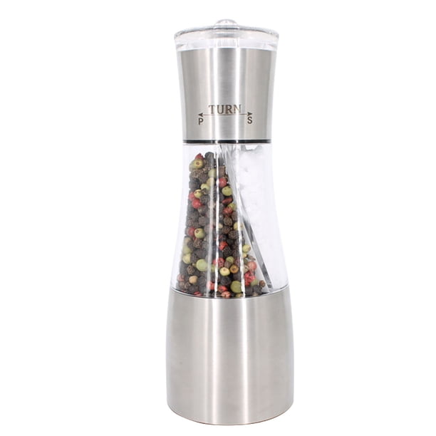 Injueey Molinillo de pimienta 2 en 1, botella de condimento, diseño transparente, botella de almacenamiento de molienda de sal en bruto de pimienta de Cocina y Comedor Injueey HA2568-00B