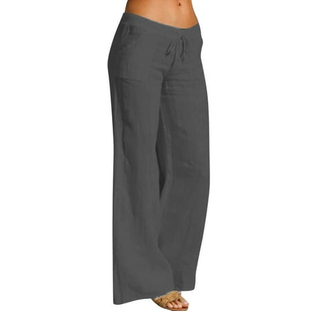 

Flowy Pants For Women Wide Leg Yoga Pants For Women Comfy Casual Lounge Pajamas With Pockets Loose Fit Flowy Palazzo Pants(4XL Gray)