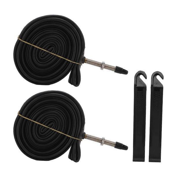 Lot de 2 chambres à air de vélo 700 x 23 C, valve Presta 700 C, caoutchouc butyle, avec 2 démonte-pneus (700 x 23 C, valve Presta 60 mm).
