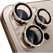 Universal for iPhone 16 Pro/iPhone 16 Pro Max, camera lens protector -[Original shooting model] Shatterproof ultra-high-definition tempered metal glass camera screen (2-piece)Glitter Gold