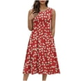 thumbnail image 2 of JTZGDY Women's Summer Tank Midi Dress with Pockets Loose Fit Casual Sleeveless A-Line Dress Crew Neck Floral T-Shirt Dress Flowy Beach Sundress Red M, 2 of 10