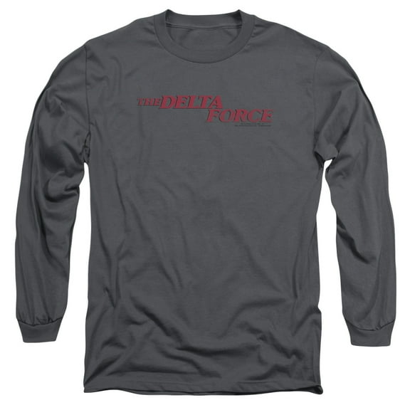 Delta Force Distressed Logo Long Sleeve Adult 18/1 T-Shirt Charcoal