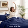thumbnail image 3 of IR Imperial Rooms 3 Piece Quilt Set Microfiber Embossed Floral Bedspread Lightweight Bedding Queen Navy, 3 of 9
