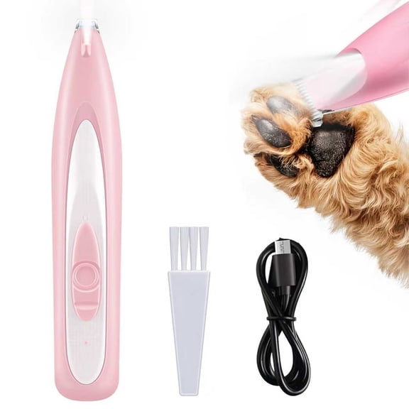 OEIKPFN Low Noise Dog Paw Trimmer with LED Light, 35dB Cordless Electric Pet Paw Grooming Clippers for Paws, Ears, Face, Rump (Pink)