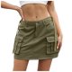 thumbnail image 1 of Falda mini cargo de cintura baja para mujer - Estilo vaquero, cinturón ajustable, material de poliéster, ropa informal/de fiesta, 1 of 4