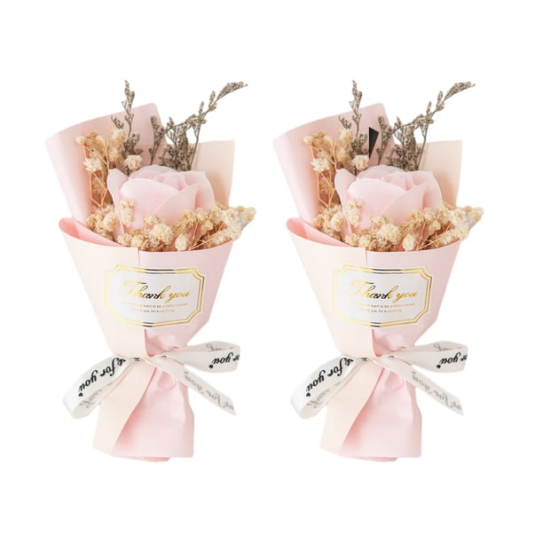 Mini ramo de rosas falsas de girasol, pétalos de flores de jabón hechos a mano, decoración floral artificial, regalo romántico de aniversario, cumpleaños para mujeres, esposas y madres.