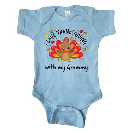 

Inktastic I Love Thanksgiving with my Grammy-happy turkey Gift Baby Boy or Baby Girl Bodysuit