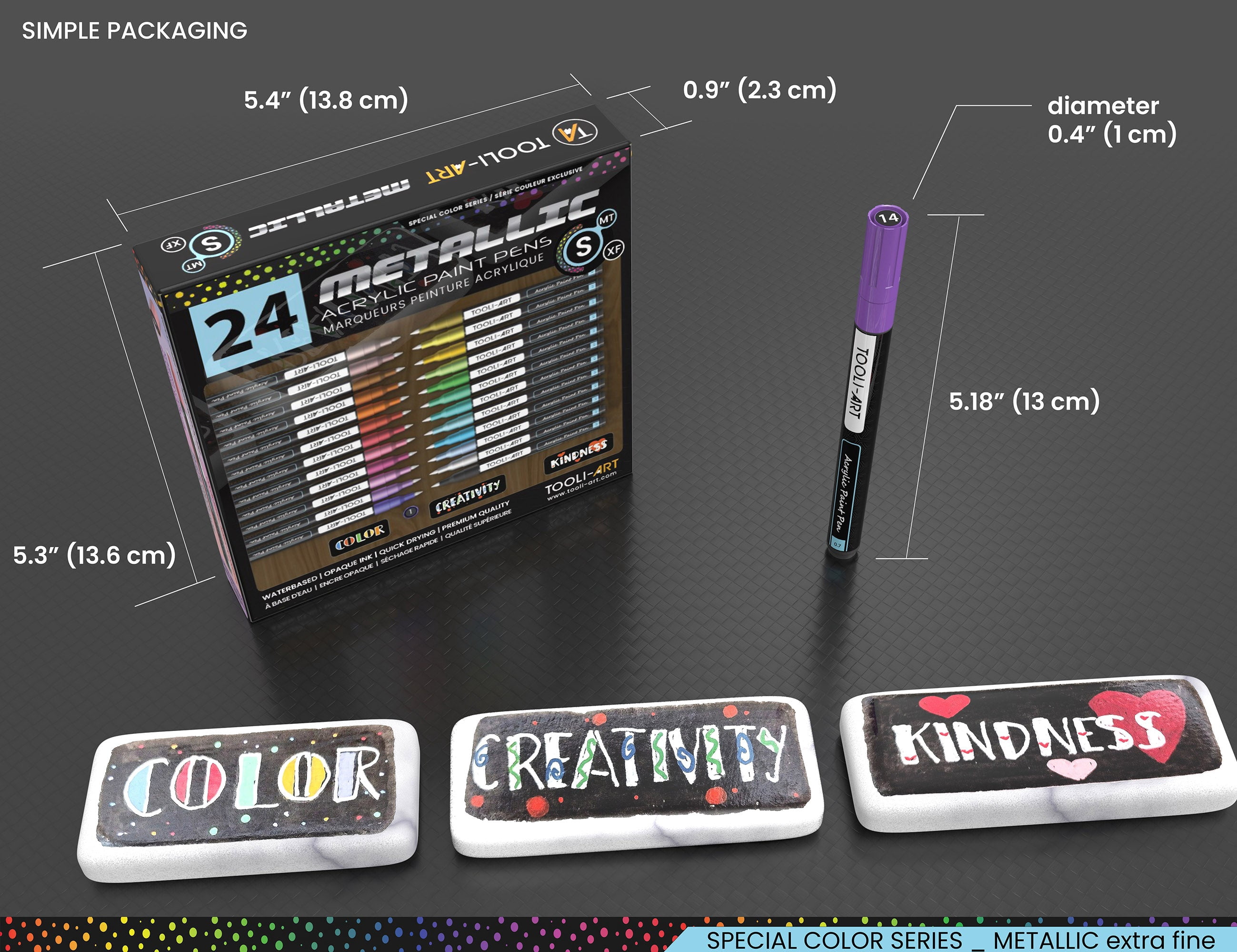 24 Metallic Acrylic Paint Pens Special Color Series Markers 0.7mm (EXTRA FINE)