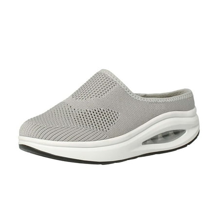 

Sneakers for Women Womens Shoes Solid Color Casual Shoes Hollow Breathable Fashion Flat No Heel Rocking Shoes Sneakers Womens Sneakers Mesh Grey 38