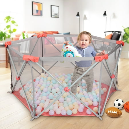 Odoland Portable Playard Play Pen for Infants and Babies - Lightweight Mesh Baby Playpen with Carrying Case,Unisex