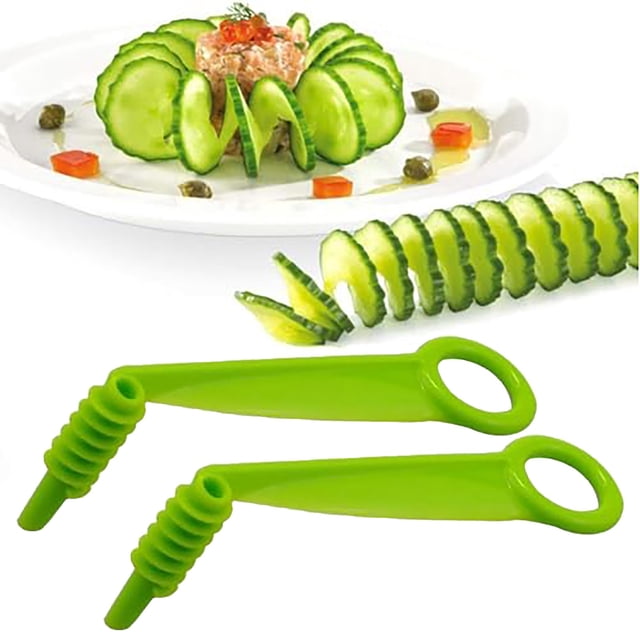 Oleegame 1PC Kitchen Utensils Set 2pcs Vegetable And Fruit Potato Carrot Cucumber Cutter Kitchen Accessories Green Green