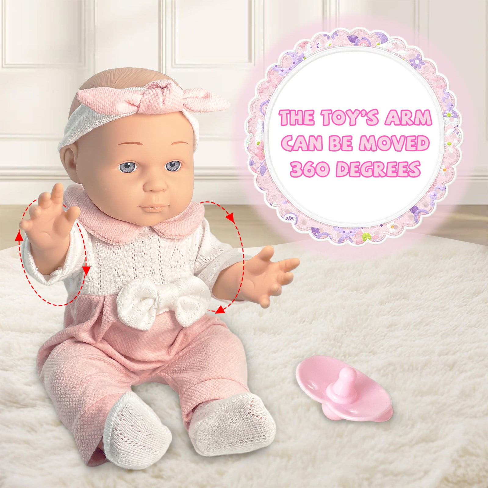 KOYPTL 12 Inch Lifelike Reborn Baby Dolls For Girls 3 4 5,Realistic Newborn Baby Dolls,Real Life Baby Dolls Accessories With Basket And Pacifier,Christmas Birthday Holiday Gift For Kids Aged 3+