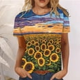 thumbnail image 2 of Camiseta de manga corta suelta con cuello redondo y estampado informal de verano a la moda para mujer Pompotops  hkajfhjk465887, 2 of 5